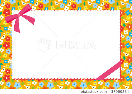 Postcard Floral Pattern Ribbon - Stock Illustration [37960284] - PIXTA
