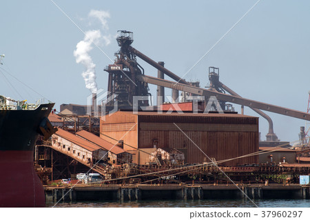 Building of steel mill at Mizushima Port Building of steel mill at Mizushima Port 37960297