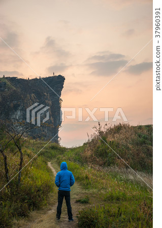 traveler hiking to Phu Chi Fa 37960391
