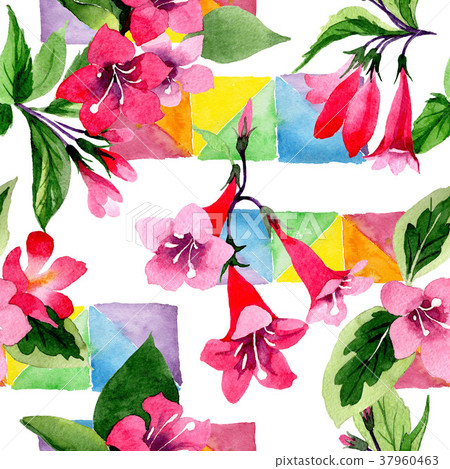 Wildflower weigela flower pattern in a watercolor Wildflower weigela flower pattern in a watercolor 37960463