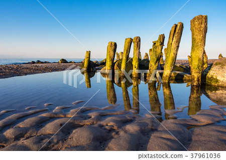 Baltic Sea coast in the evening in Kuehlungsborn 37961036