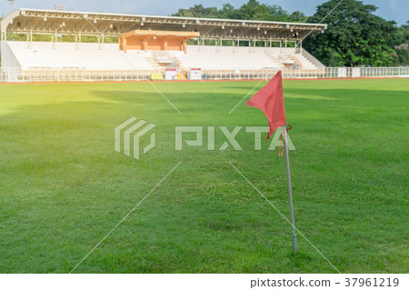 Red flag on the green field 37961219