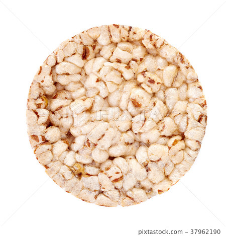 Round wheat crispbread, white background Round wheat crispbread, white background 37962190