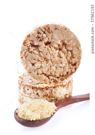 Round wheat crispbread, white background Round wheat crispbread, white background 37962193