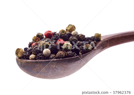 Seasoning - four kinds of pepper peas - isolated 37962376