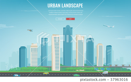 Urban landscape. Modern city. Building Urban landscape. Modern city. Building 37963016