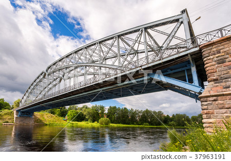 First in Russia steel arch bridge on river Msta First in Russia steel arch bridge on river Msta 37963191
