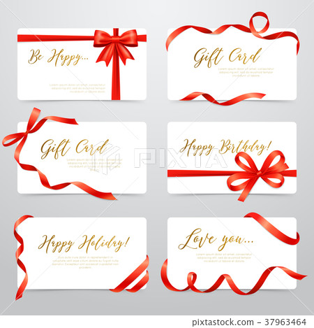 Labels Set Realistic Ribbons 37963464