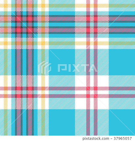 Turquoise plaid check fabric seamless pattern 37965057