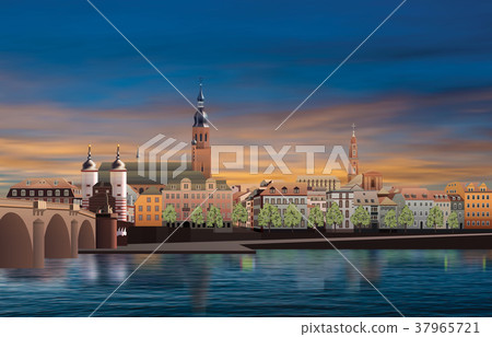 Panoramic view of medieval town in Germany 37965721