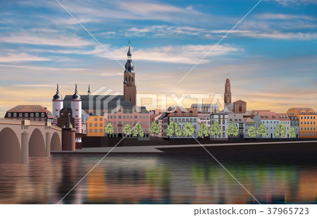 Panoramic view of medieval town in Germany 37965723