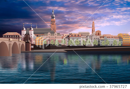 Panoramic view of medieval town in Germany 37965727