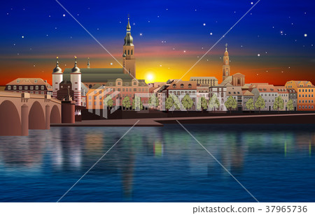 Panoramic view of medieval town in Germany 37965736