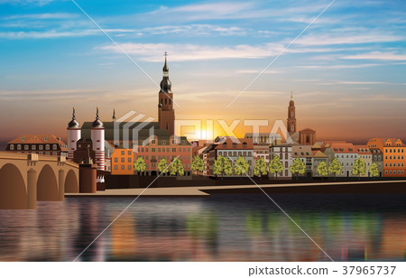 Panoramic view of medieval town in Germany 37965737