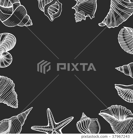 Vintage seafood frame vector illustration. 37967243
