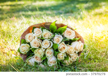 Wedding bouquet of white roses 37970278