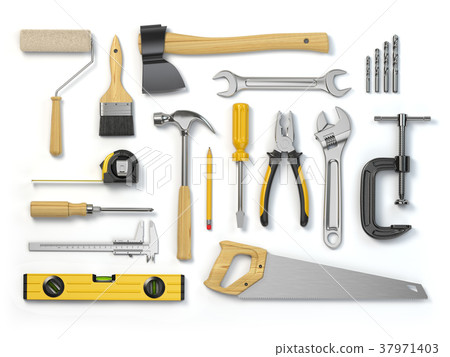 Set of tools isolated on white background - Stock Illustration ...