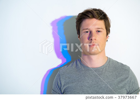 Modern youthful man demonstrating calmness 37973667