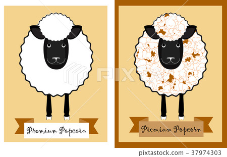 Popcorn package design with fun sheep Popcorn package design with fun sheep 37974303
