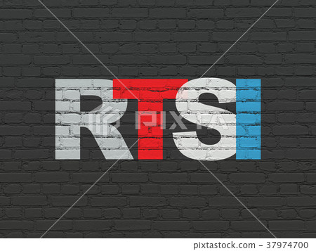 Stock market indexes concept: RTSI on wall 37974700