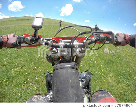 Enduro journey with dirt bike high in the 37974904