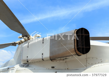 Exhaust pipe helicopter of Thai army on blue sky 37977329