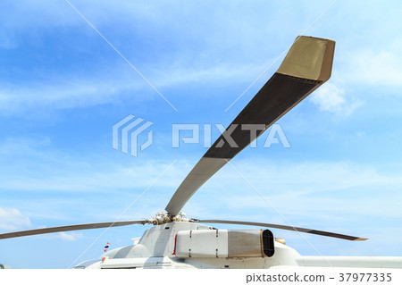 Propeller helicopter of Thai army on blue sky 37977335
