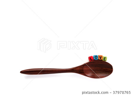 LOVE word letter bead on wooden spoon LOVE word letter bead on wooden spoon 37978765