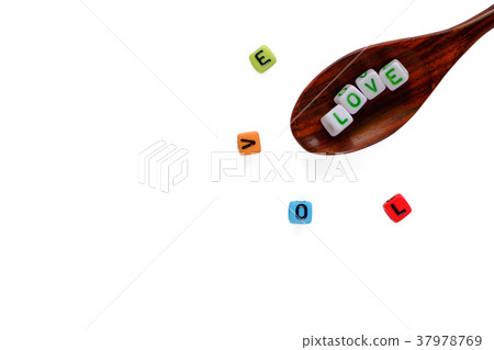 LOVE word letter bead on wooden spoon LOVE word letter bead on wooden spoon 37978769