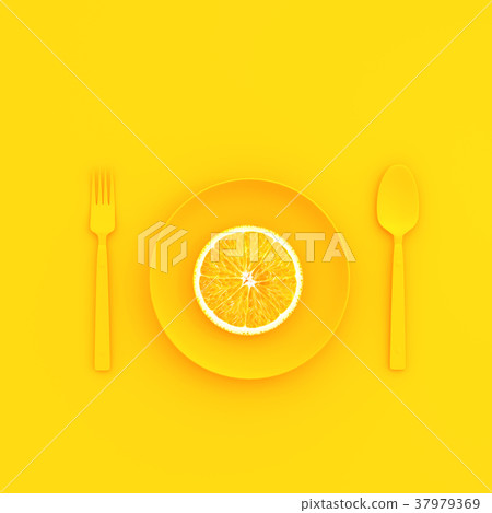 Orange slices on plate minimal concept Orange slices on plate minimal concept 37979369