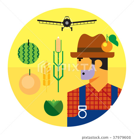 Farmer with harvest - Stock Illustration [37979608] - PIXTA
