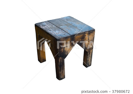 Old wooden stool isolated on white background 37980672