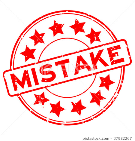 Grunge red mistake word round rubber seal stamp 37982267