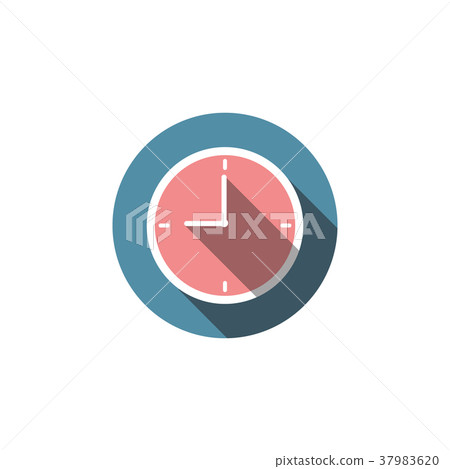 Flat clock vector icon Isolated white background - Stock Illustration ...