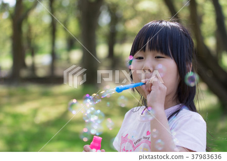 Soap bubble, girl Soap bubble, girl 37983636