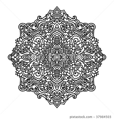 Abstract mandala ornament. Asian pattern. Black Abstract mandala ornament. Asian pattern. Black 37984503