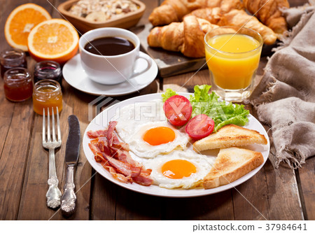 breakfast with fried eggs breakfast with fried eggs 37984641