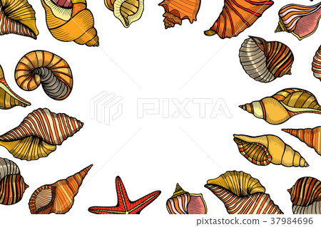 Vintage seafood frame vector illustration. 37984696