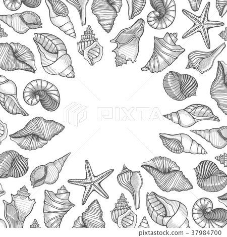 Vintage seafood frame vector illustration. 37984700