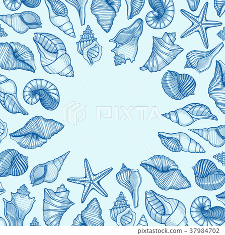 Vintage seafood frame vector illustration. 37984702