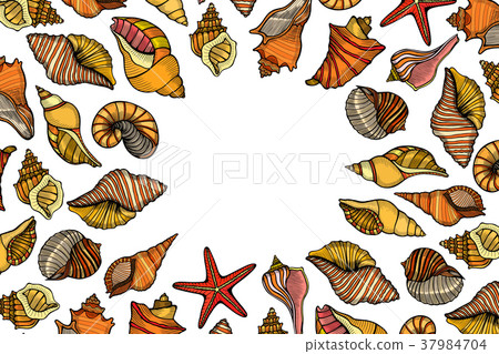 Vintage seafood frame vector illustration. 37984704
