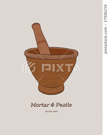 Mortar and pestle, sketch vector. - ภาพประกอบสต็อก [37986256] - PIXTA