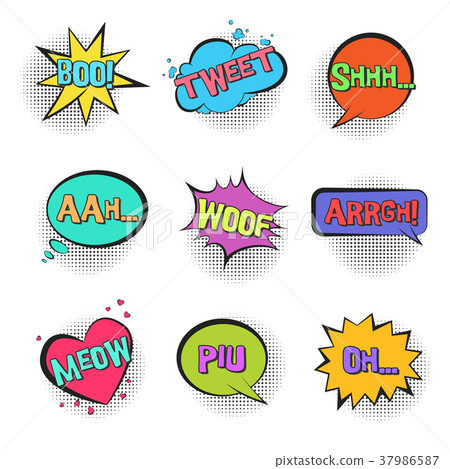 Retro comic speech bubbles with animal sounds 37986587