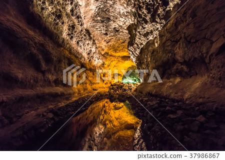 Cueva de Los Verdes, lava tube on Lanzarote island Cueva de Los Verdes, lava tube on Lanzarote island 37986867