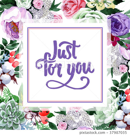 Bouquet flower frame in a watercolor style. Bouquet flower frame in a watercolor style. 37987035