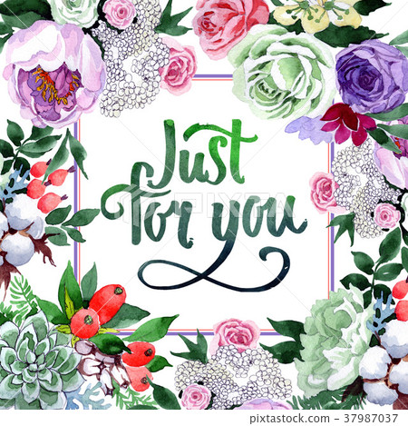 Bouquet flower frame in a watercolor style. 37987037