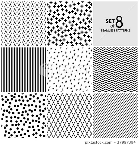 Set of Eight Geometric Seamless Patterns - Stock Illustration [37987394 ...
