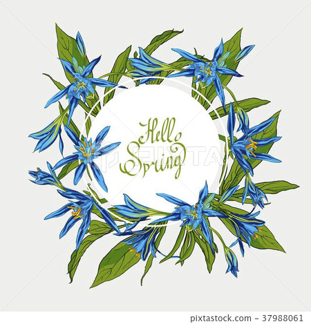 Flowers Lilies round frame, hello spring Flowers Lilies round frame, hello spring 37988061