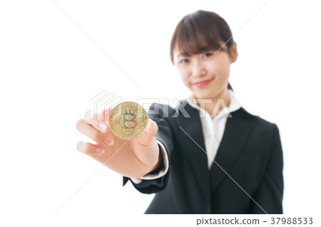 Women with bitcoins and virtual currency Women with bitcoins and virtual currency 37988533