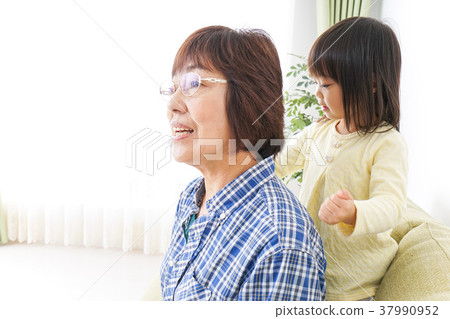 Child playing with grandma Child playing with grandma 37990952